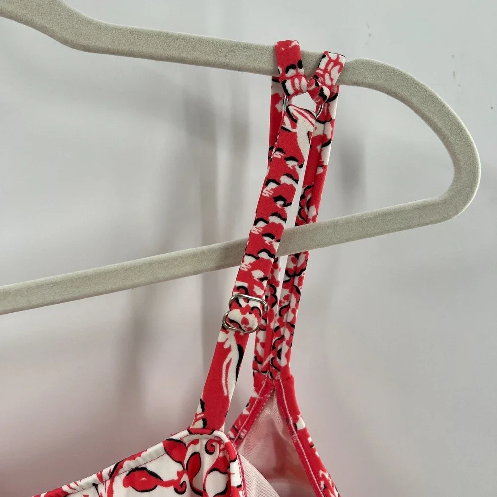 swim solutions ruffle tankini TOP tank swimsuit coral floral bathing suit 14 - Picture 2 of 7